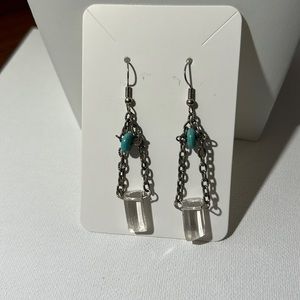 Artisan Handmade Genuine Quartz Crystal Turquoise Dangle Earrings Celtic…